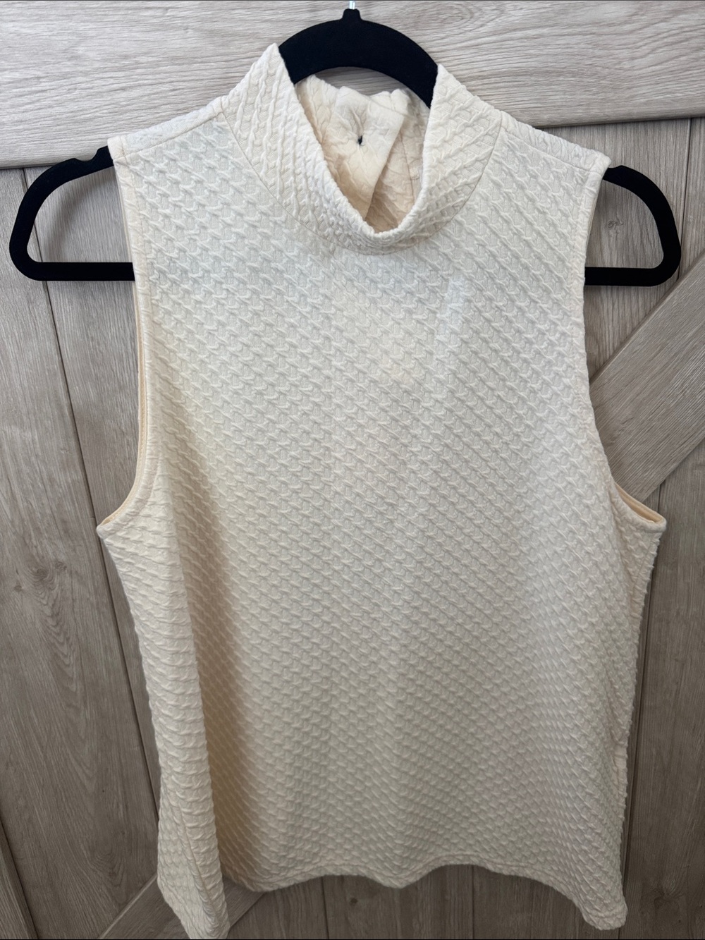 Anthropology- Sleeveless Cream Knit Turtleneck Tunic Top